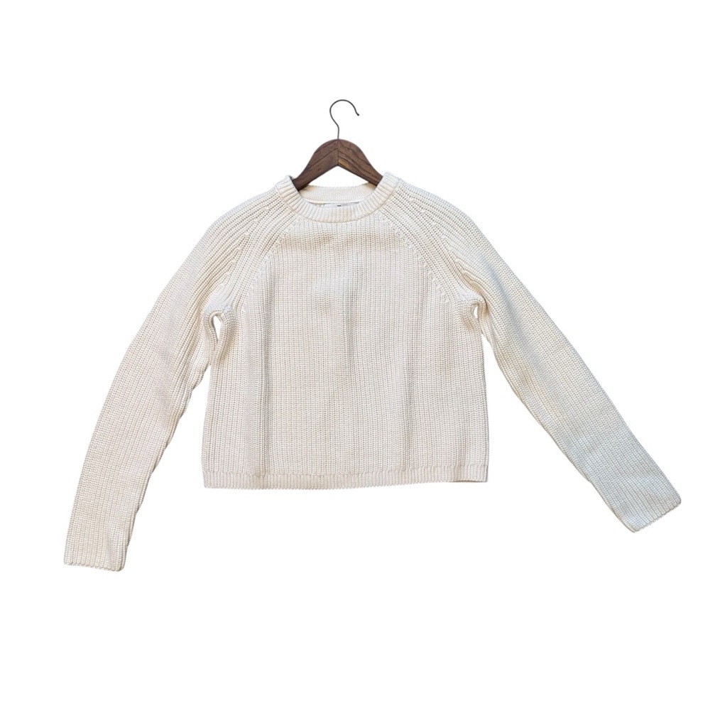 NWT Banana Republic Cream Organic Cotton Chunky Knit Crewneck Sweater Woman’s XS - Picture 3 of 10